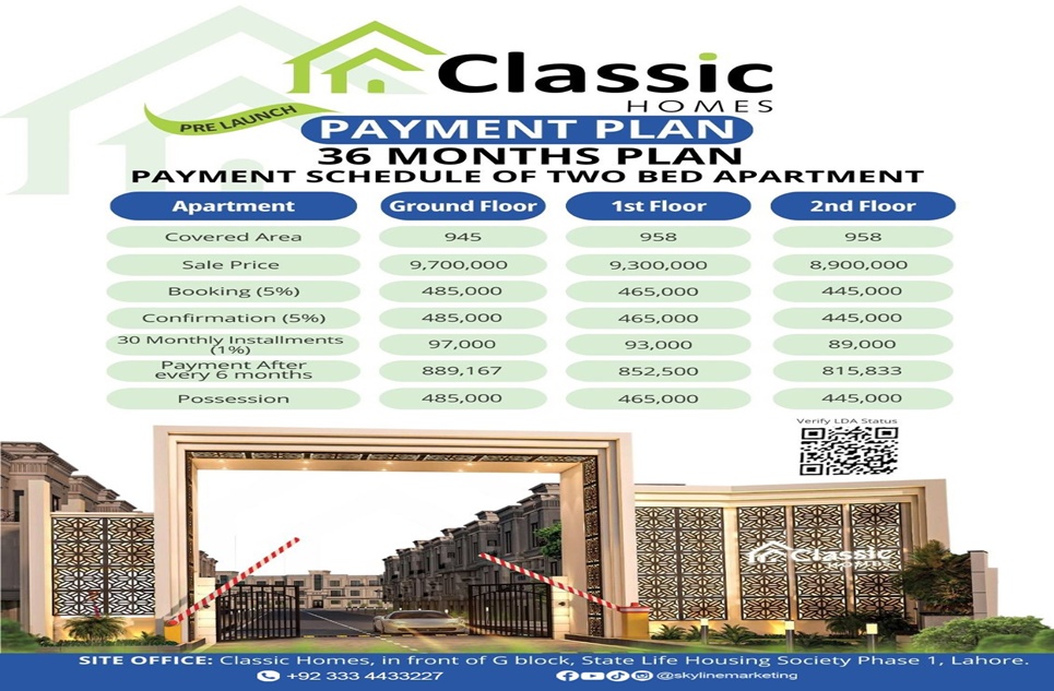 One bed  apartment for sale in Paragon City Lahore