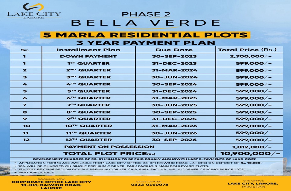 5 Marla Plot for Sale in Bella Verde, Phase 2, Lake City, Lahore