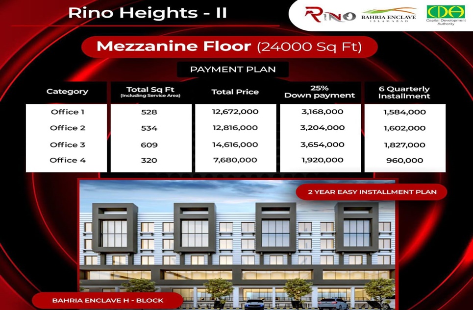 320 square feet office for sale in Sector H Bahria Enclave Islamabad