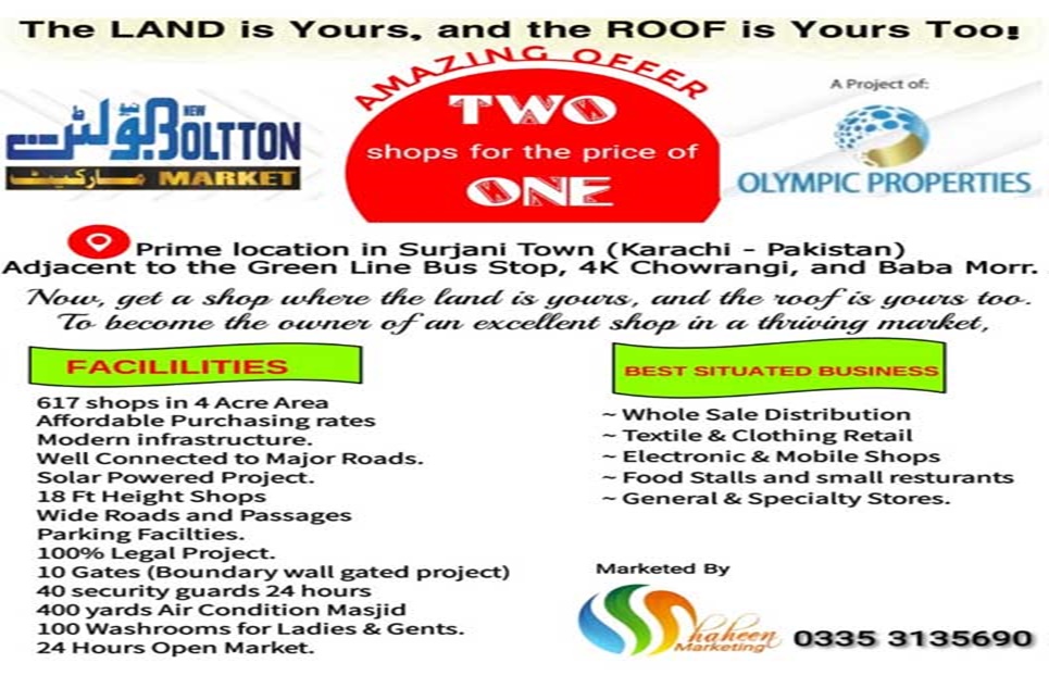 100 square feet shops for sale in Surjani Town Karachi