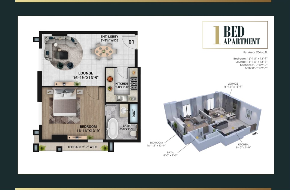 1 Bed Apartment for Sale in Mayfair Residencia, Lahore