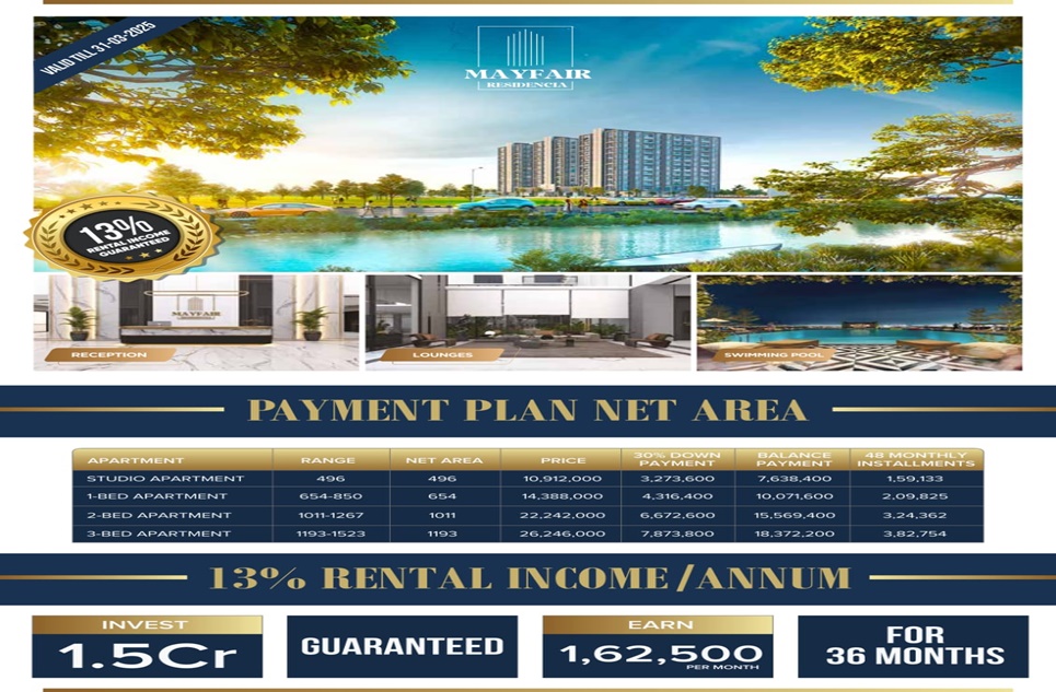 3 Bed Apartment for Sale in Mayfair Residencia, Lahore