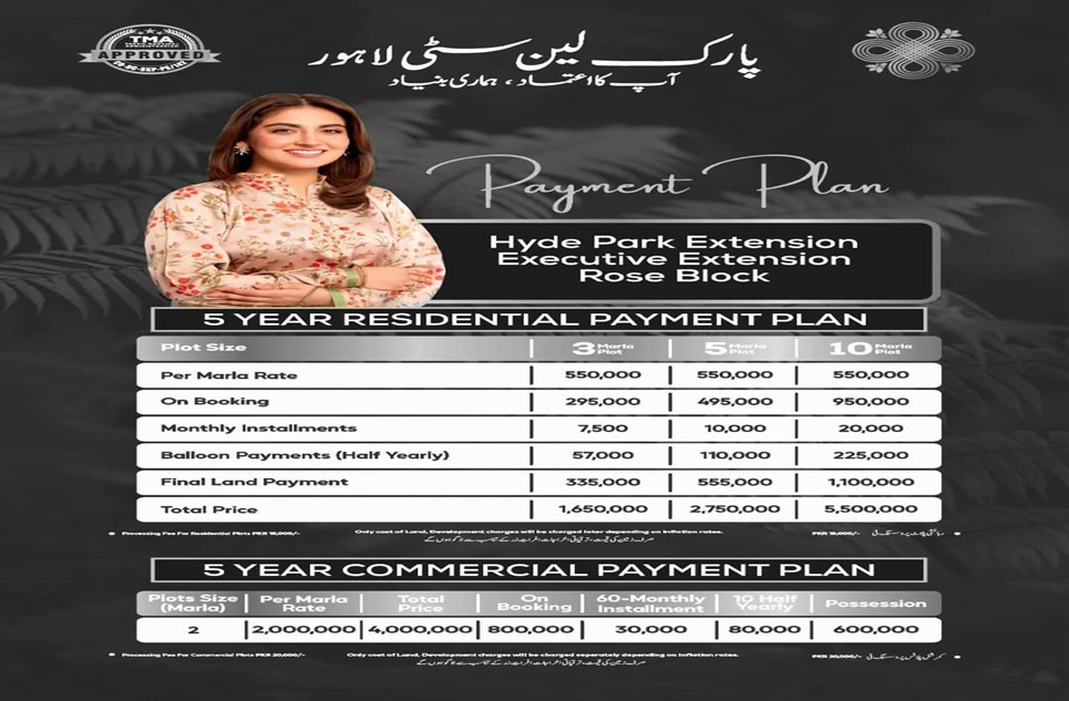 5 Marla Plot for Sale in Rose Block, Park Lane City, Lahore