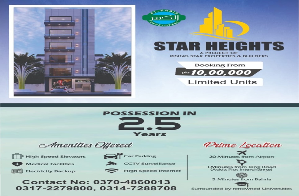 1 Bed Apartment (Gold) for Sale in Star Heights, Lahore