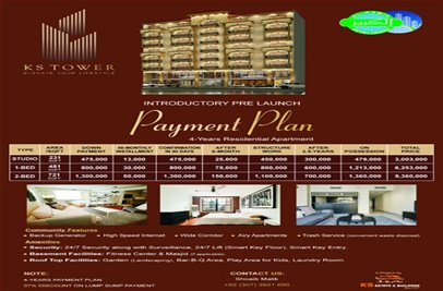 One bed  apartment for sale in Phase 2 Al-Kabir Town Lahore