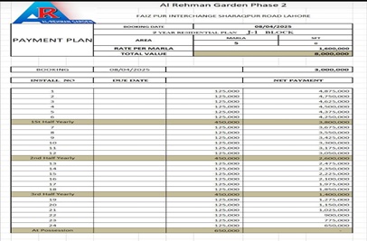 5 Marla Plot for Sale in J1 Block, Phase 2, Al Rehman Garden, Lahore