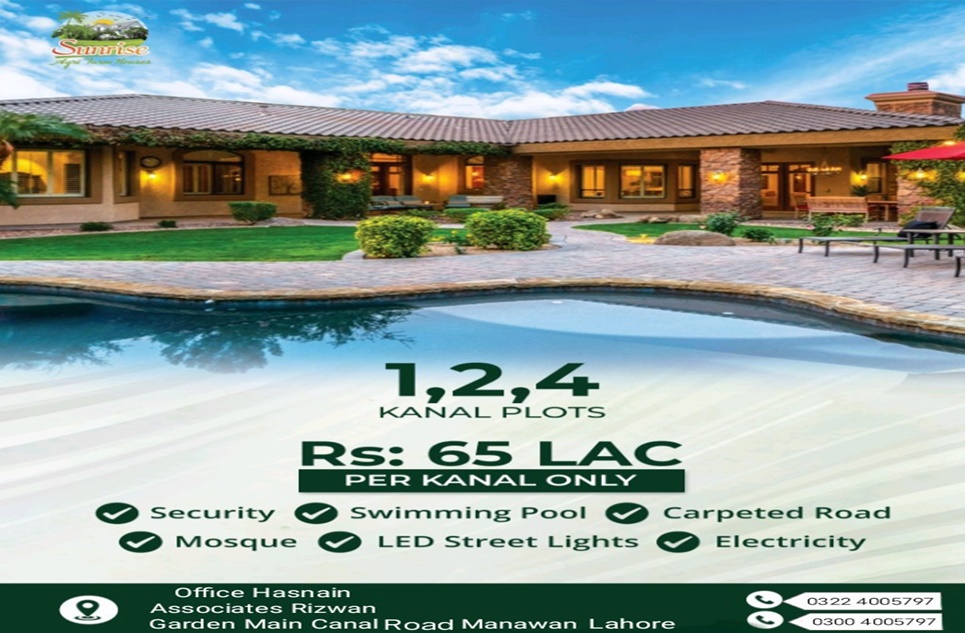1 Kanal Plot for Sale in Sunrise Farm Housing Society, Lahore