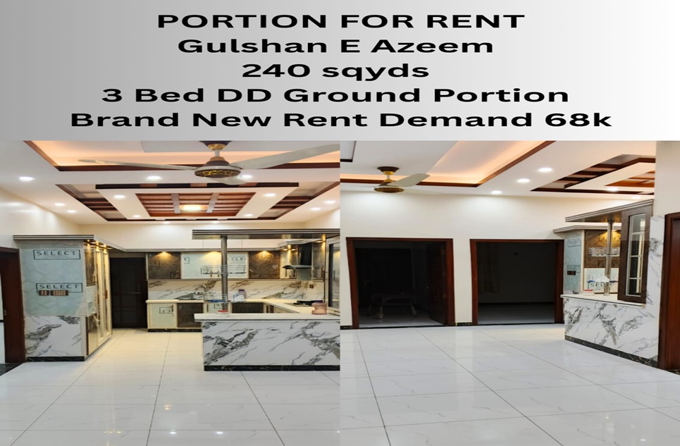 240 Sq. yd House (Ground Portion) for Rent in Gulshan-e-Azeem, Karachi